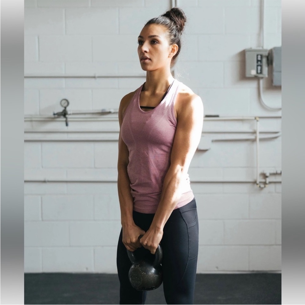 Zyia razor back purple pink heather work out round neck tank top‎ Sz-M. T19